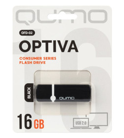 Накопитель QUMO 16GB USB 2.0 Optiva 02 Black, черный корпус (QM16GUD-OP2-black)