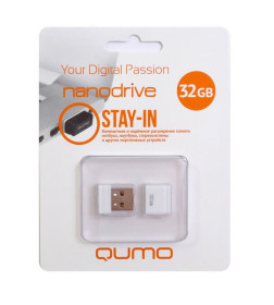 Накопитель QUMO 32GB USB 2.0 Nano White цвет корпуса  белый (QM32GUD-NANO-W)