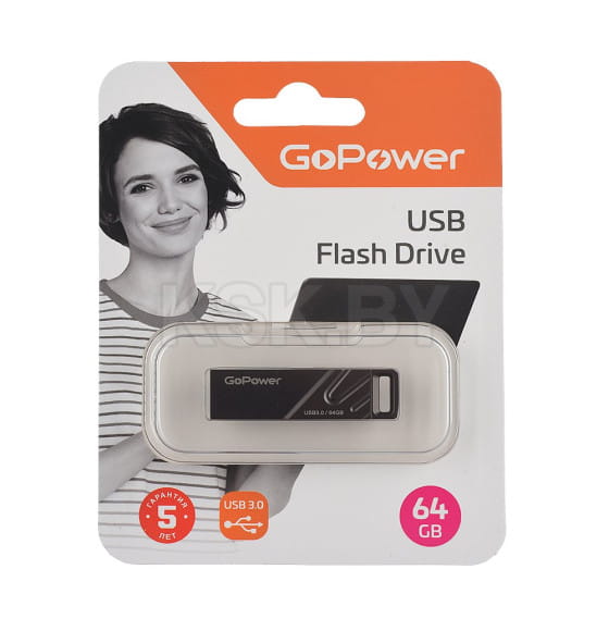 Флеш-накопитель GoPower TITAN 64GB USB3.0 металл черный графит (00-00025967) 