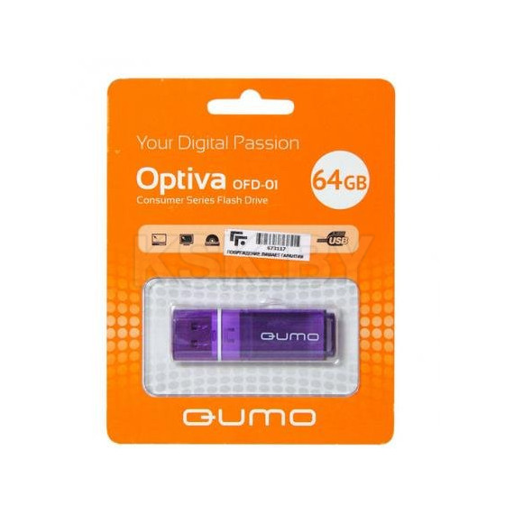 Накопитель QUMO 64GB USB 2.0 Optiva 01 Violet, цвет фиолетовый (QM64GUD-OP1-violet)  (Q18505	) 