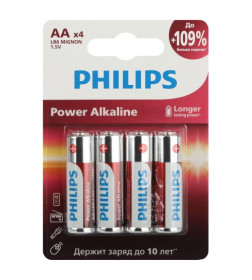 Батарейки Philips LR6P4B/51 АА алкалиновые 1,5v 4 шт. LR6-4BL Power