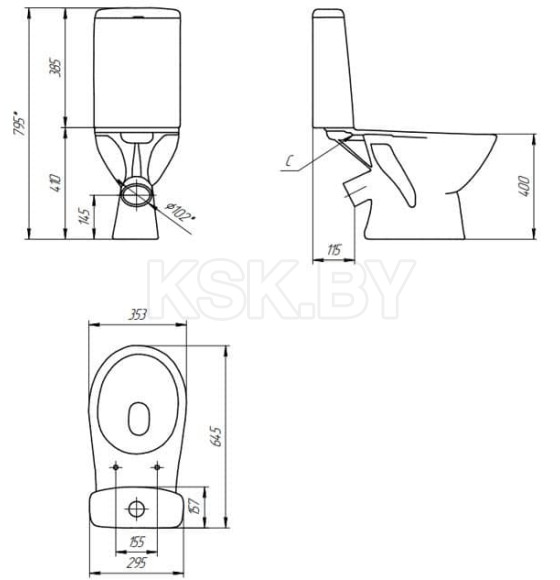 Унитаз напольный Cersanit FLAVIS 031 (S-KO-CIT011-3/5-COn-S-DL-w) 