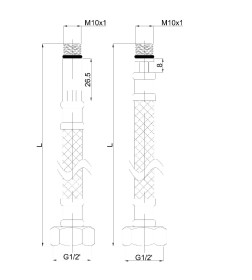 Подводка гибкая для смесителя 80см M10xF1/2 Rubineta