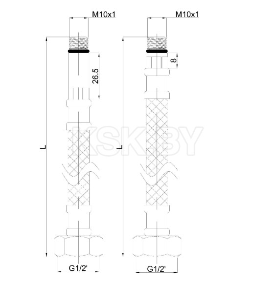 Подводка гибкая для смесителя 100см M10xF1/2 Rubineta (617100) 