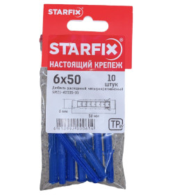 Дюбель распорный 6х50 мм четырехсегментный (10 шт в зип-локе) STARFIX