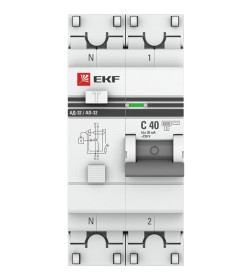 Дифференциальный автомат АД-32 1P+N 40А/30мА (хар. C, AС, электронный, защита 270В) 6кА EKF PROxima