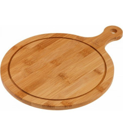 Поднос бамбуковый с ручкой, круглый, 34х25.5 см, BAMBOO, PERFECTO LINEA