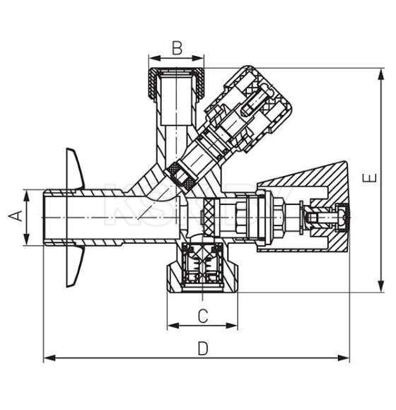 Кран шаровой Ferro вр 1/2 нр 1/2(закр) нр 3/4 (закр), CF5105 (CF5105) 