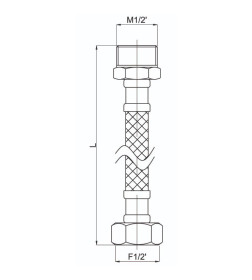 Подводка гибкая для воды 60 см F1/2"-M1/2" в-н Rubineta