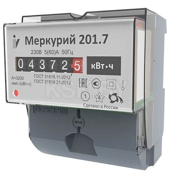 Счетчик электронный на 1 фаза 201.7 5-60А 230В 1 тариф Mercury (100926) 