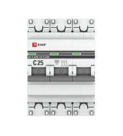 Автоматический выключатель 3P 25А (C) 6кА ВА 47-63M без теплового расцепителя EKF PROxima