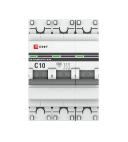 Автоматический выключатель 3P 10А (C) 6кА ВА 47-63M без теплового расцепителя EKF PROxima