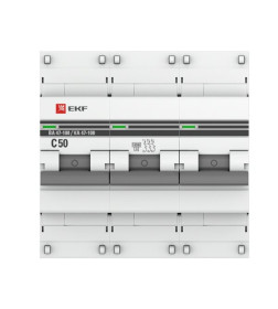 Автоматический выключатель 3P 50А (C) 10kA ВА 47-100M без теплового расцепителя EKF PROxima