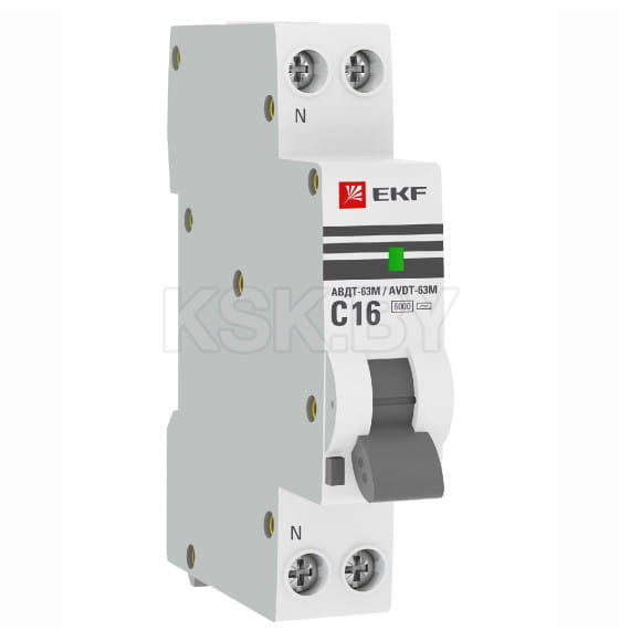 Дифференциальный автомат АВДТ-63М 1P+N 16А 30mA 6кА хар.С EKF Proxima (DA63M-16-30) 