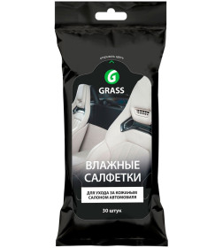 Салфетки влажные для ухода за кож. салоном GRASS 30шт.