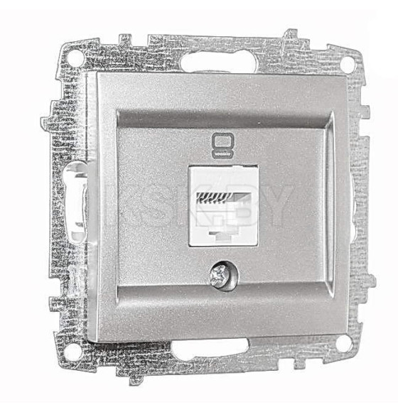 Розетка компьютерная RJ45 серебро Zena-Vega EL-BI (609-011000-247) 