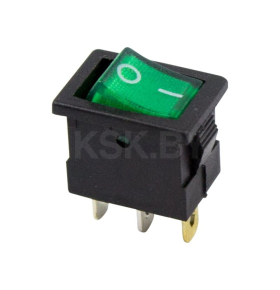 Выключатель клавишный 12V 15А (3с) ON-OFF зелёный с подсветкой Mini (RWB-206-1, SС-768) REXANT (36-2173) 