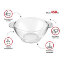 Салатник стеклянный с ручками, 450 мл, Clear, PERFECTO LINEA (22-450200) 