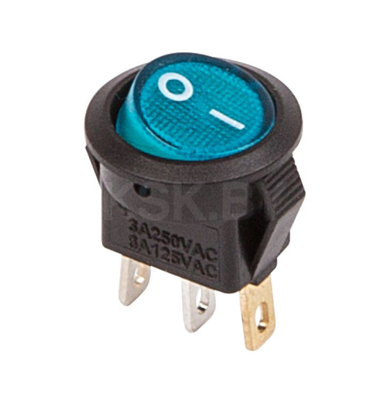 Выключатель клавишный круглый 250V 3А (3с) ON-OFF синий с подсветкой Micro (RWB-106, SC-214) REXANT (36-2531) 