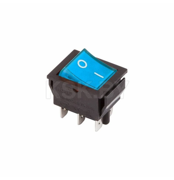 Переключатель клавишный 250V 15А (6с) ON-ON синий с подсветкой (RWB-506, SC-767) REXANT (36-2351) 