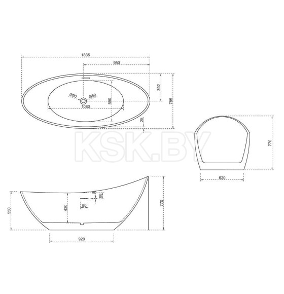 Акриловая ванна Abber AB9233G (AB9233G) 