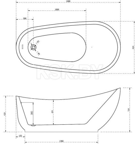 Акриловая ванна Abber AB9288 (AB9288) 