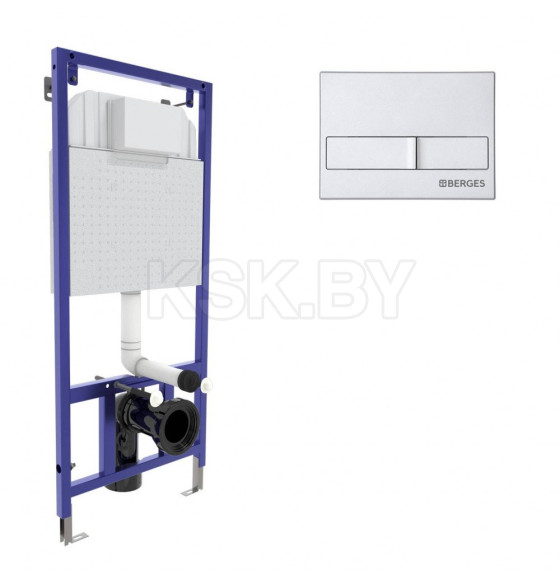 Инсталляция Berges для скрытого монтажа унитаза NOVUM, кнопка L2 матовый хром (040212) 