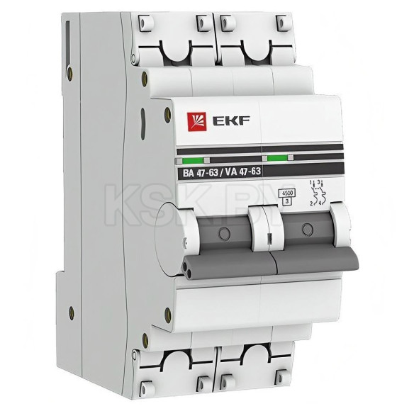 Автомат ВА 47-63, 2Р 50А 4,5кА хар.С EKF Proxima (mcb4763-2-50c-pro) 