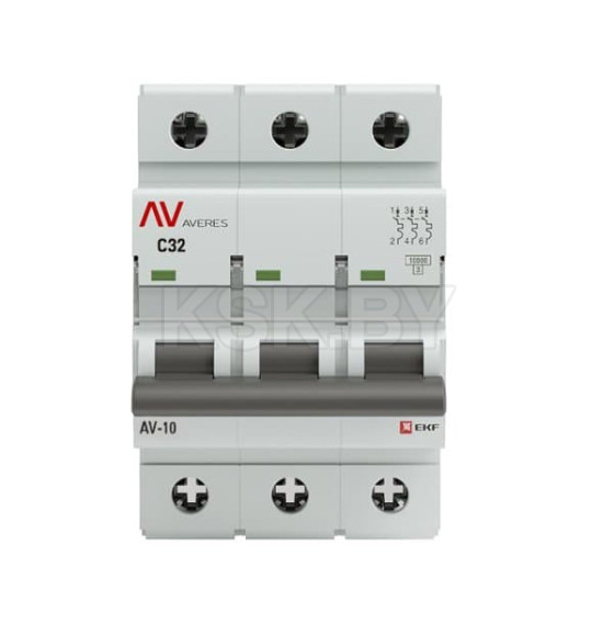 Выключатель автоматический AV-10 3P 32A (C) 10kA EKF AVERES (mcb10-3-32C-av) 