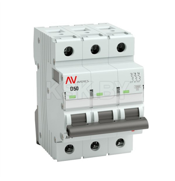 Выключатель автоматический AV-10 3P 50A (D) 10kA EKF AVERES (mcb10-3-50D-av) 