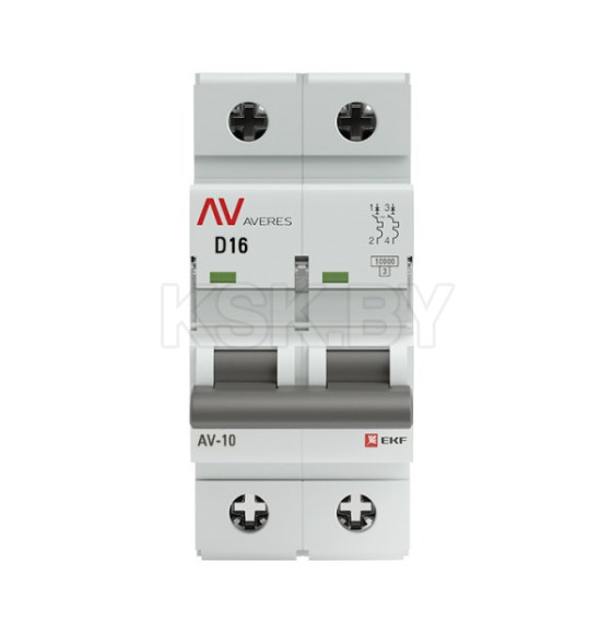 Выключатель автоматический AV-10 2P 16A (D) 10kA EKF AVERES (mcb10-2-16D-av) 