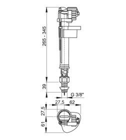 Впускной механизм с нижней подводкой A18 3/8" AlcaPlast