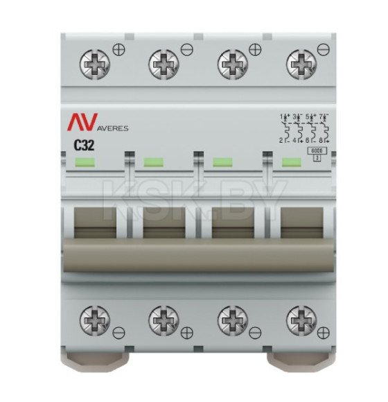 Выключатель автоматический AV-6 DC 4P 32A (C) 6kA EKF AVERES (mcb6-DC-4-32C-av) 