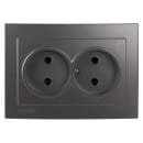 Розетка двойная без з/к антрацит Nilson Touran (24161024) 