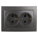 Розетка двойная с з/к антрацит Nilson Touran (24161025) 