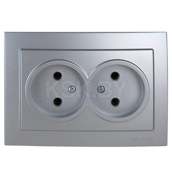 Розетка двойная без з/к серебро Nilson Touran (24131024) 