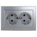 Розетка двойная с з/к серебро Nilson Touran (24131025) 