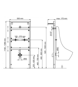 Инсталляция Berges для скрытого монтажа писсуара NOVUM