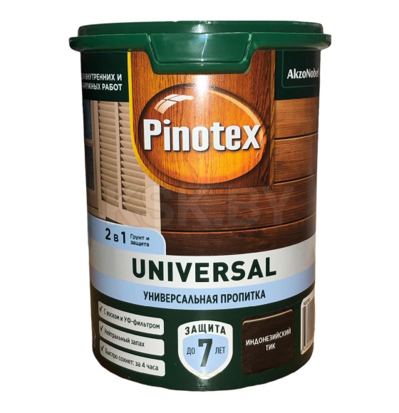 Защита для древесины  Pinotex Universal 2 в 1 индонезийский тик 0,9л (5620702) 