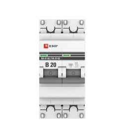Автоматический выключатель 2P 20А (B) 6кА ВА 47-63 EKF PROxima