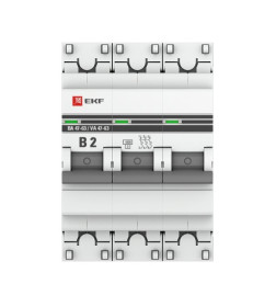 Автоматический выключатель 3P 2А (B) 4,5кА ВА 47-63 EKF PROxima