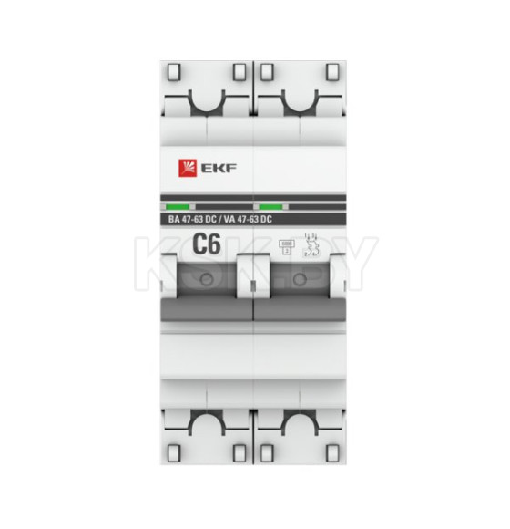 Автоматический выключатель 2P 6А (C) 6кА ВА 47-63 DC EKF PROxima (mcb4763-DC-2-06C-pro) 