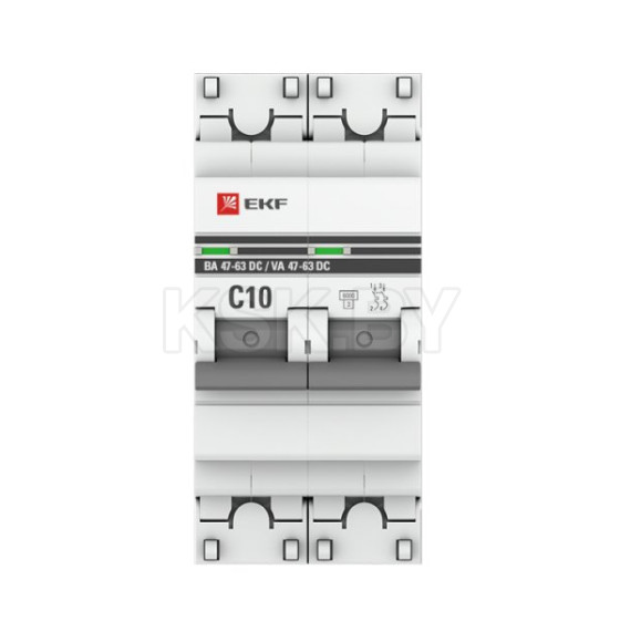 Автоматический выключатель 2P 10А (C) 6кА ВА 47-63 DC EKF PROxima (mcb4763-DC-2-10C-pro) 