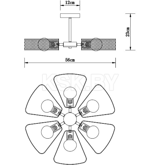 Светильник потолочный Arte Lamp MAASYM A7044PL-6BK (A7044PL-6BK) 