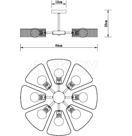 Светильник потолочный Arte Lamp MAASYM A7044PL-8BK (A7044PL-8BK) 