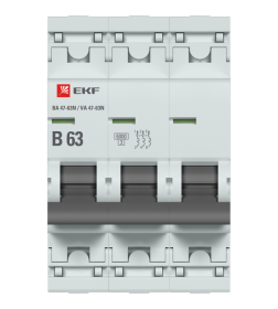 Автоматический выключатель 3P 63А (B) 6кА ВА 47-63N EKF PROxima