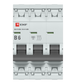 Автоматический выключатель 3P 6А (B) 6кА ВА 47-63N EKF PROxima