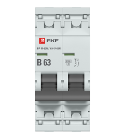 Автоматический выключатель 2P 63А (B) 6кА ВА 47-63N EKF PROxima