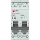 Автоматический выключатель 2P 20А (B) 6кА ВА 47-63N EKF PROxima (M636220B) 