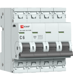 Автоматический выключатель 4P 6А (C) 6кА ВА 47-63N EKF PROxima